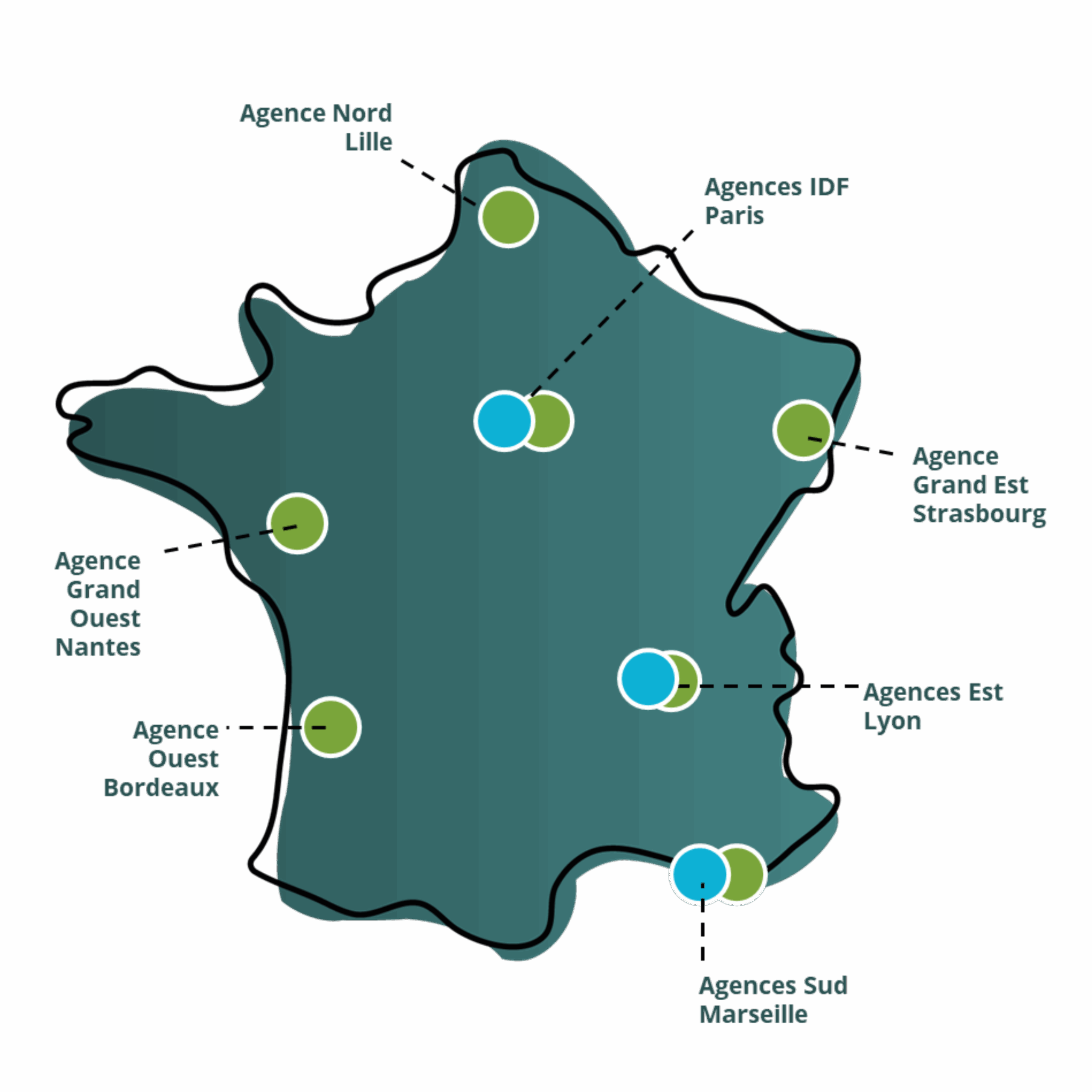 Carte de France des agences Carte de France des agences